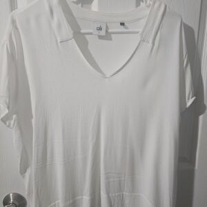 CAbi White V-Neck Blouse
